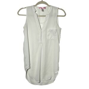 Six Degrees Sleeveless V Neck Pocket Tunic Top White Women's XS